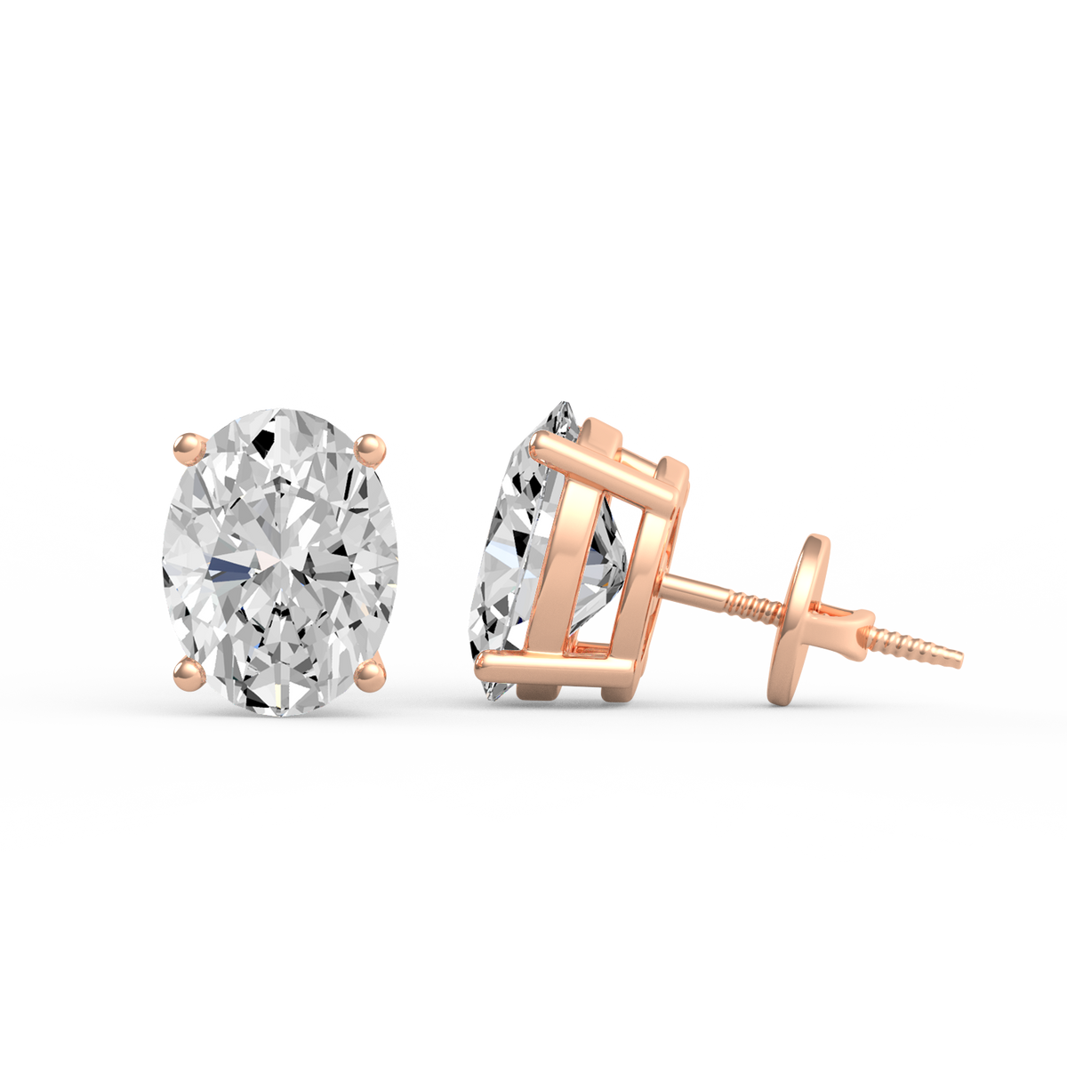 3CT Oval Lab Grown Diamond Stud Earrings