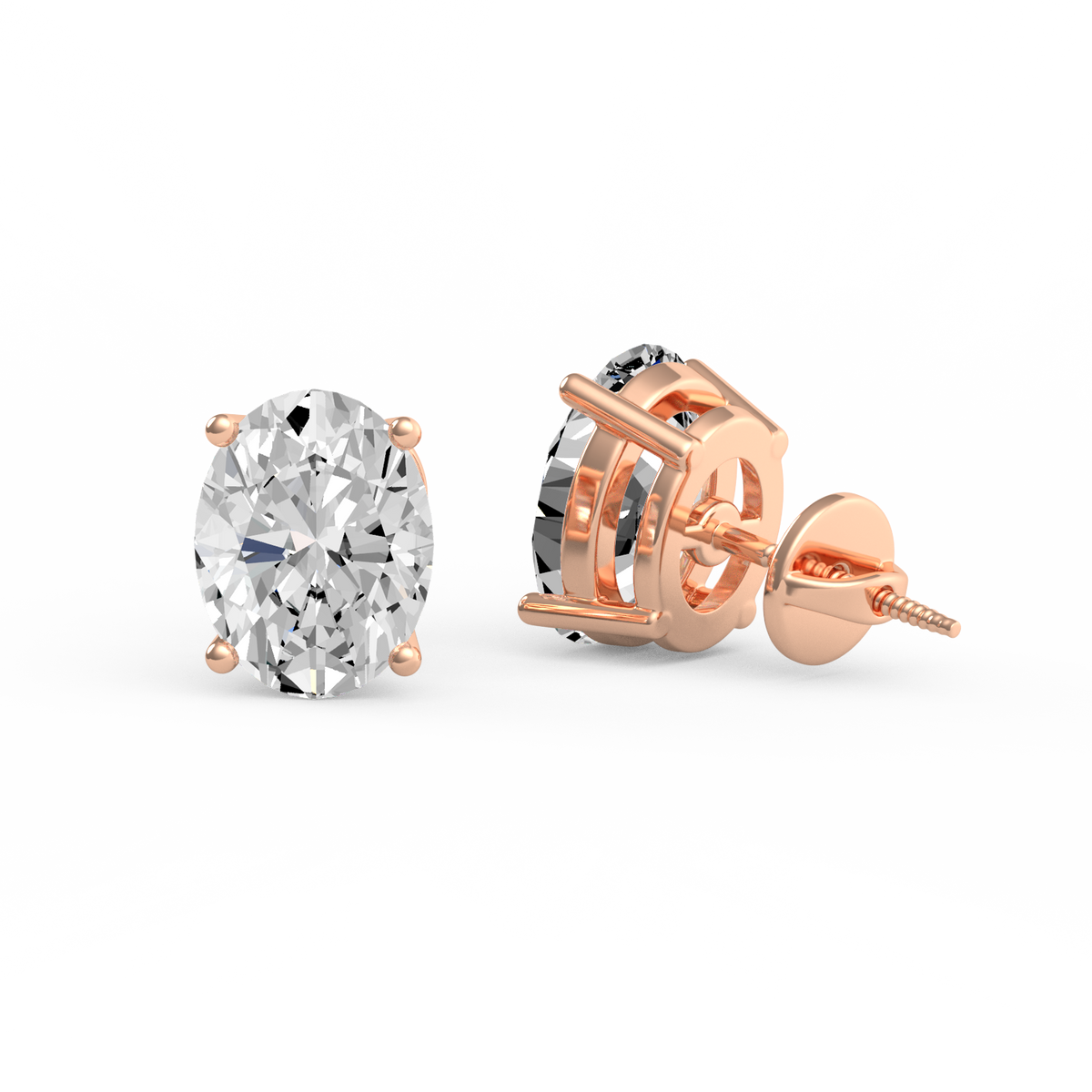 3CT Oval Lab Grown Diamond Stud Earrings