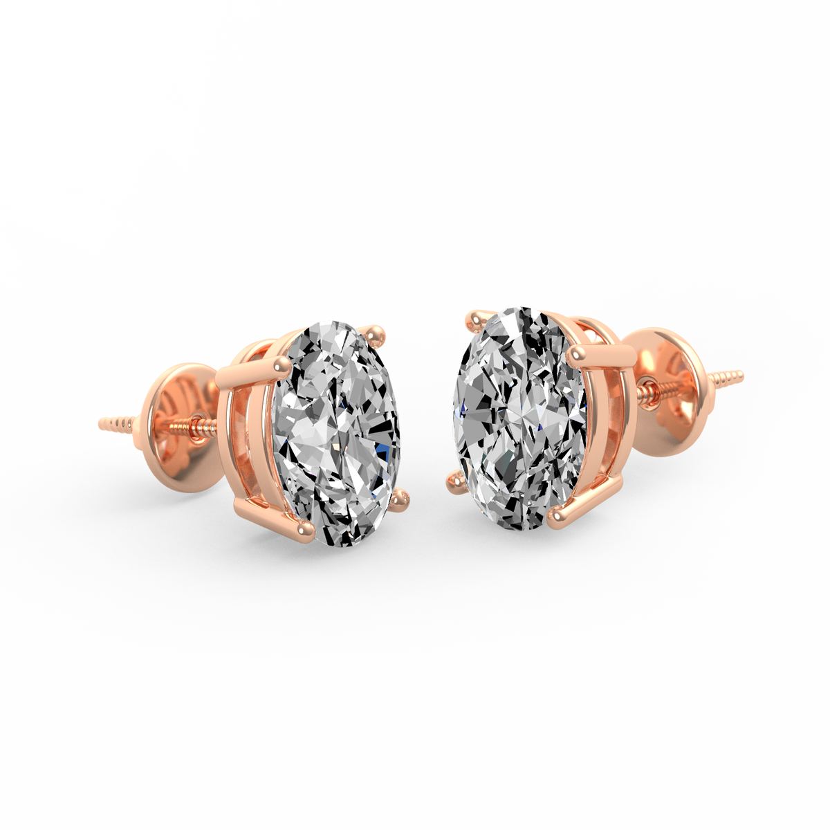 3CT Oval Lab Grown Diamond Stud Earrings