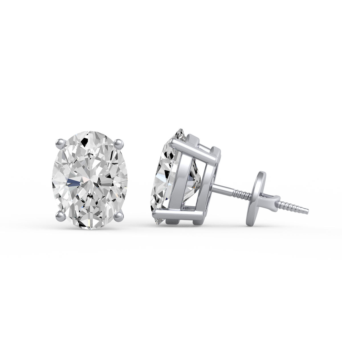 3CT Oval Lab Grown Diamond Stud Earrings