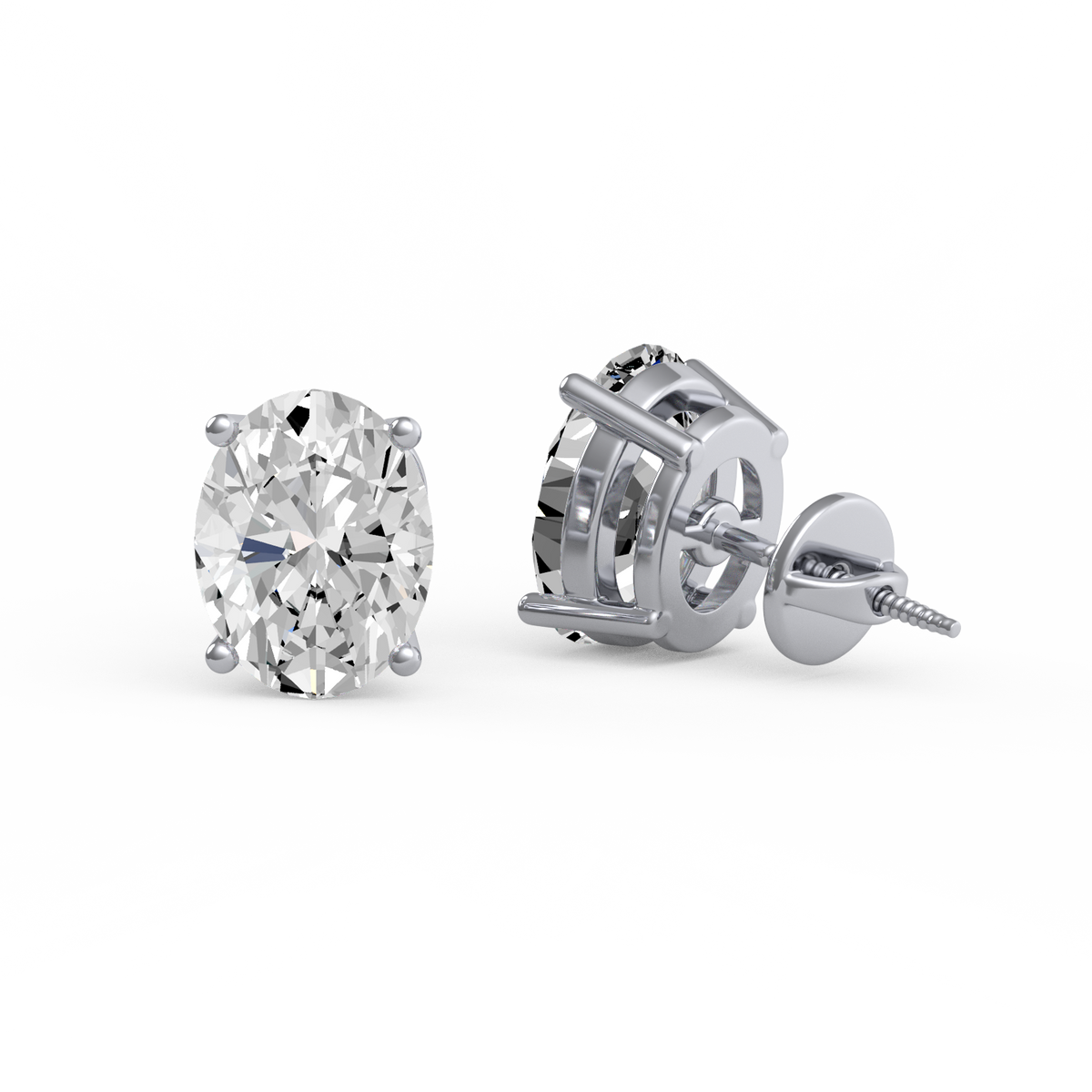 3CT Oval Lab Grown Diamond Stud Earrings
