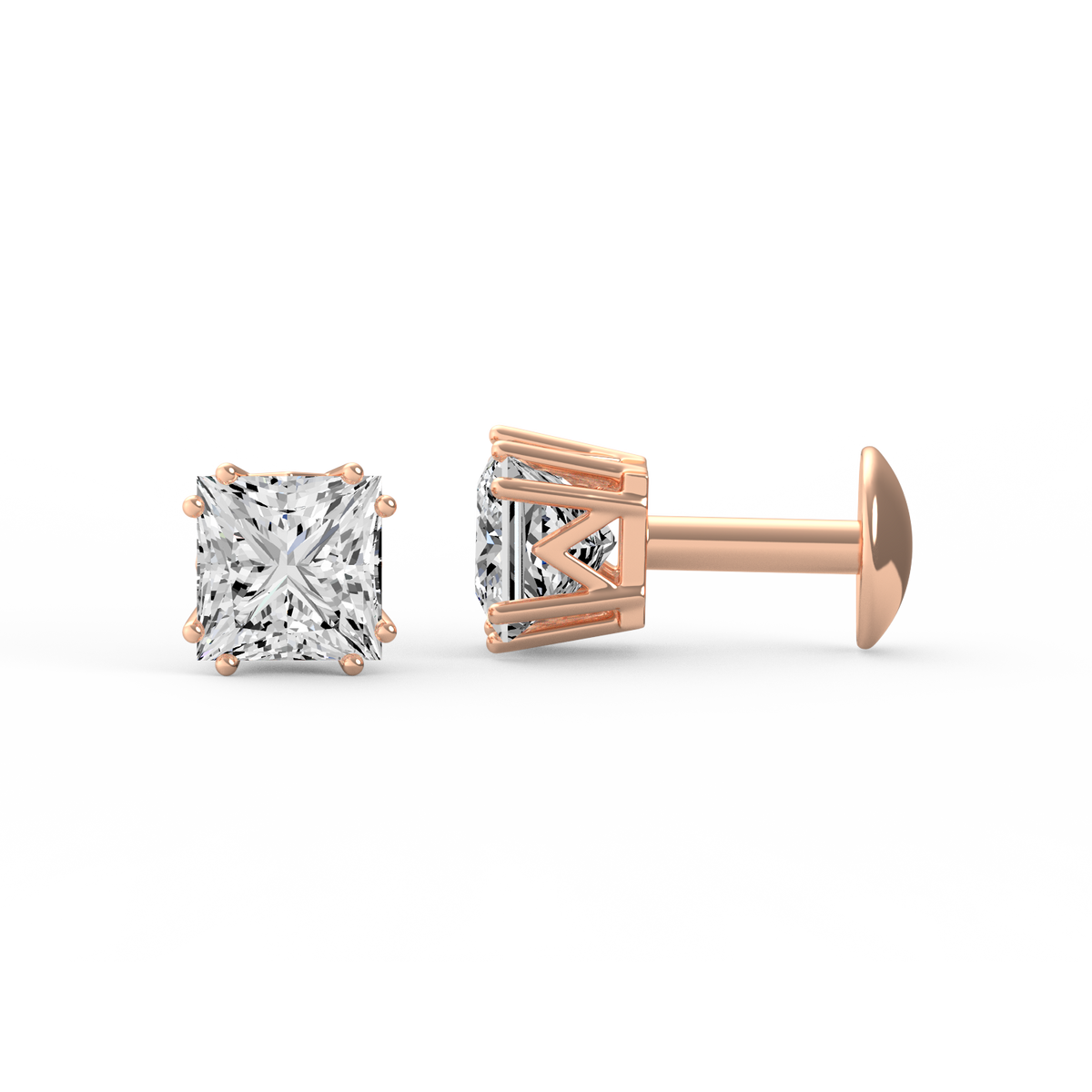 Princess Radiance Princess Lab Grown Diamond Stud Earrings