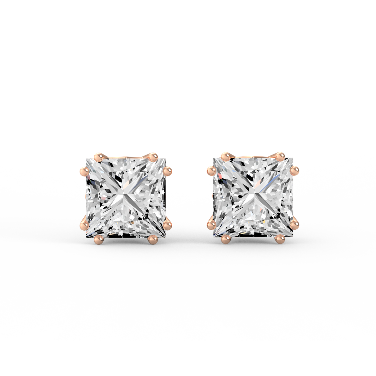 Princess Radiance Princess Lab Grown Diamond Stud Earrings