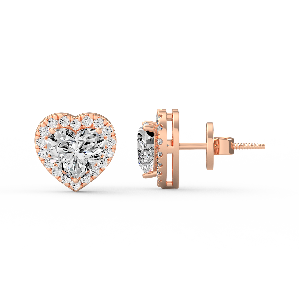 Heart Halo 2ct Diamond Studs