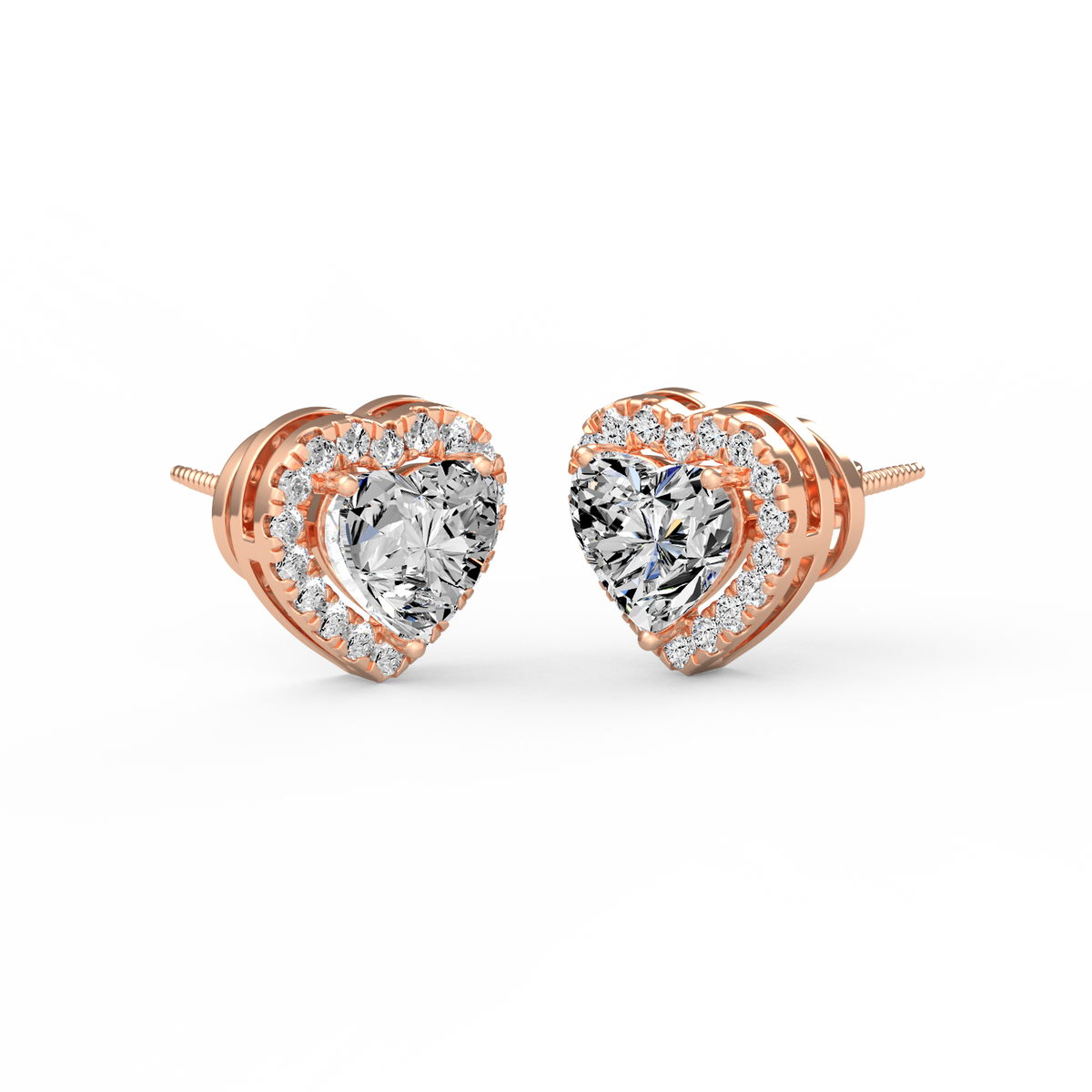 Heart Halo 2ct Diamond Studs