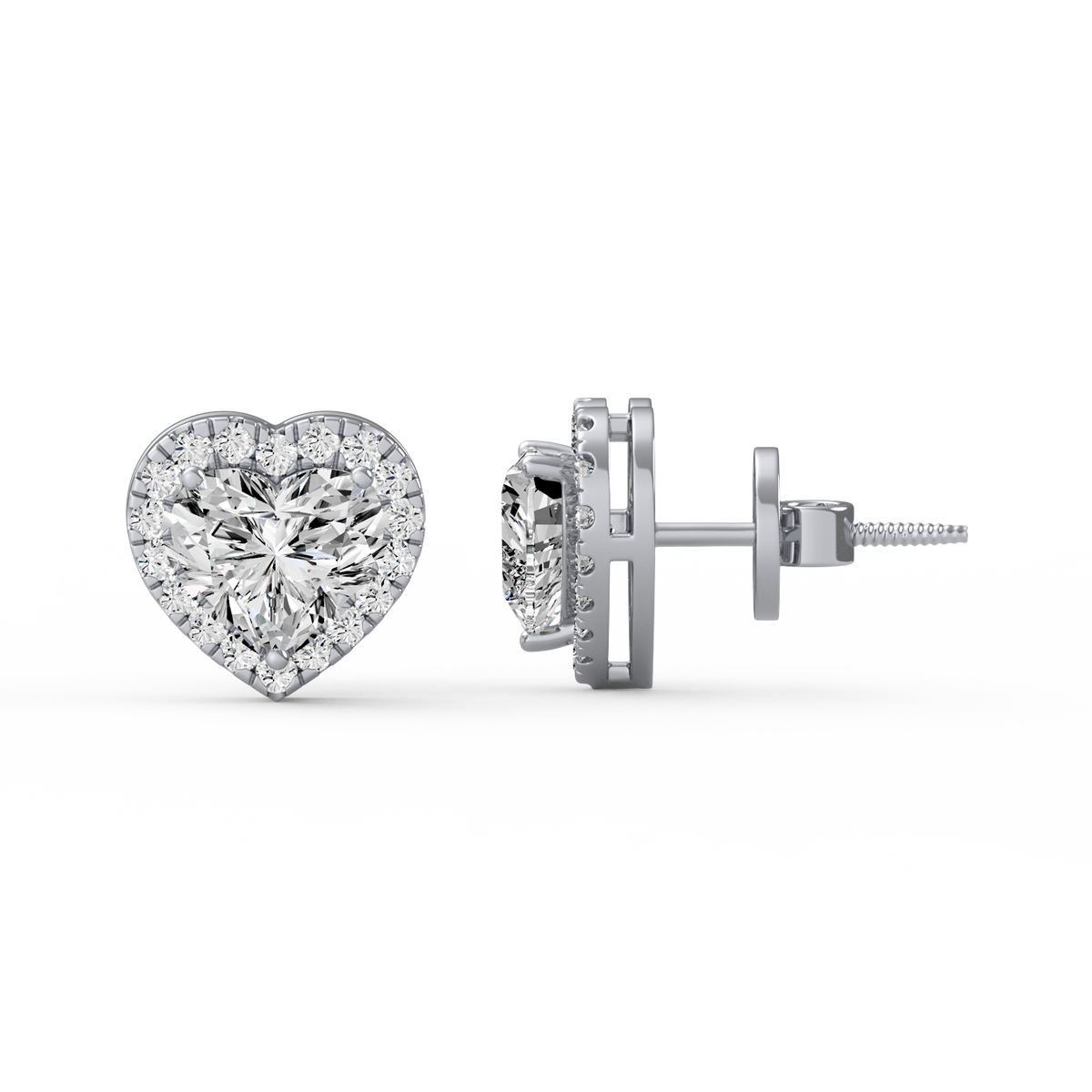 Heart Halo 2ct Diamond Studs