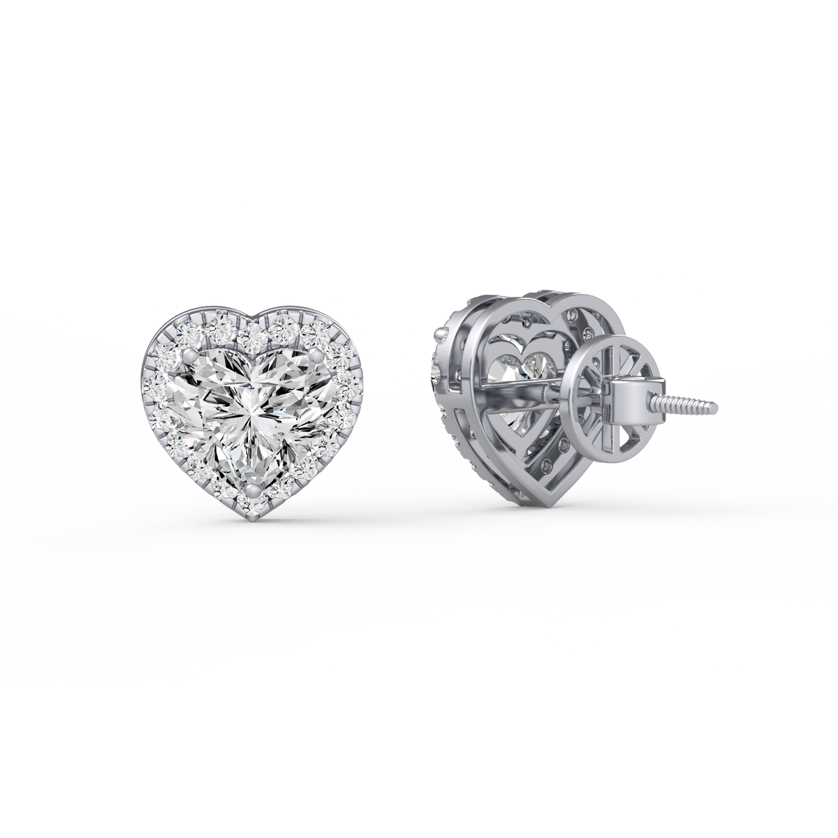 Heart Halo 2ct Diamond Studs