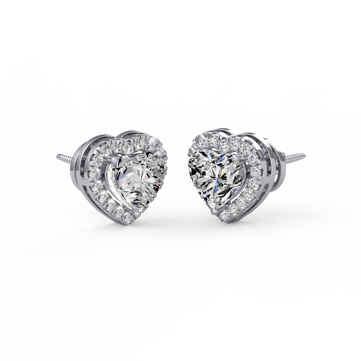Heart Halo 2ct Diamond Studs