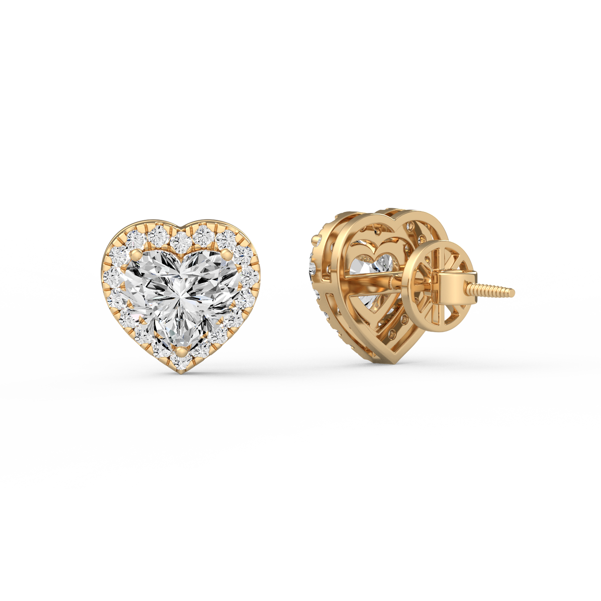 Heart Halo 2ct Diamond Studs