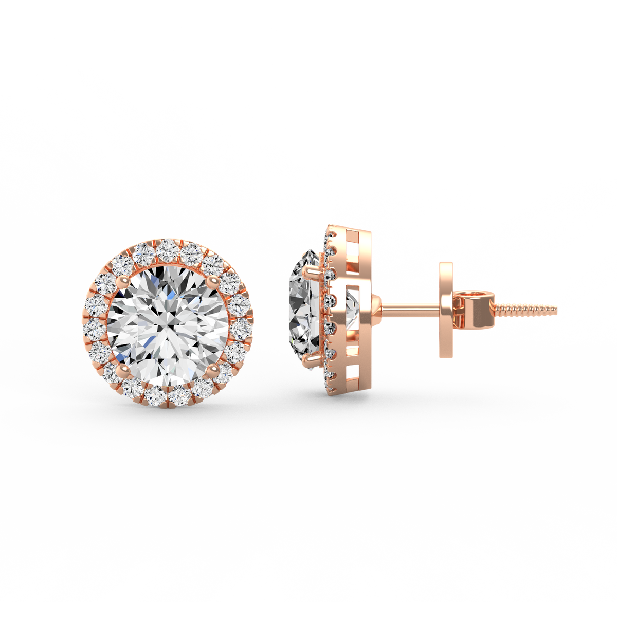 Round 3ct Halo Lab-Grown Diamond Stud