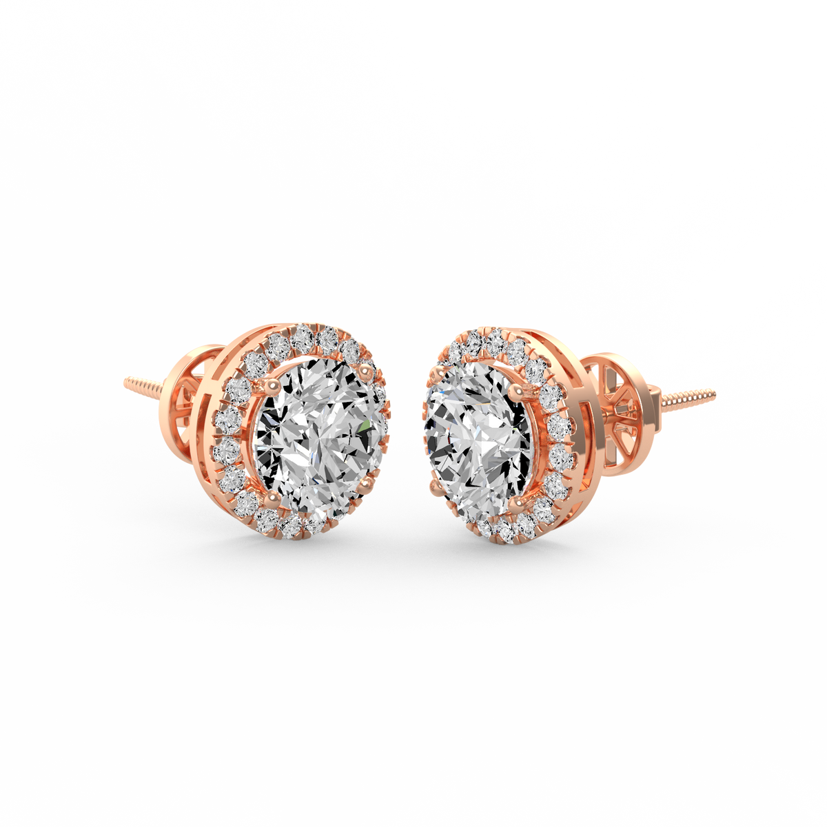 Round 3ct Halo Lab-Grown Diamond Stud