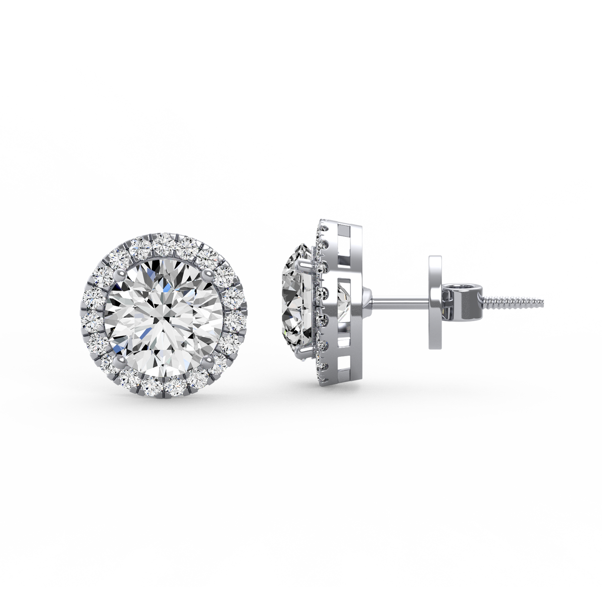 Round 3ct Halo Lab-Grown Diamond Stud