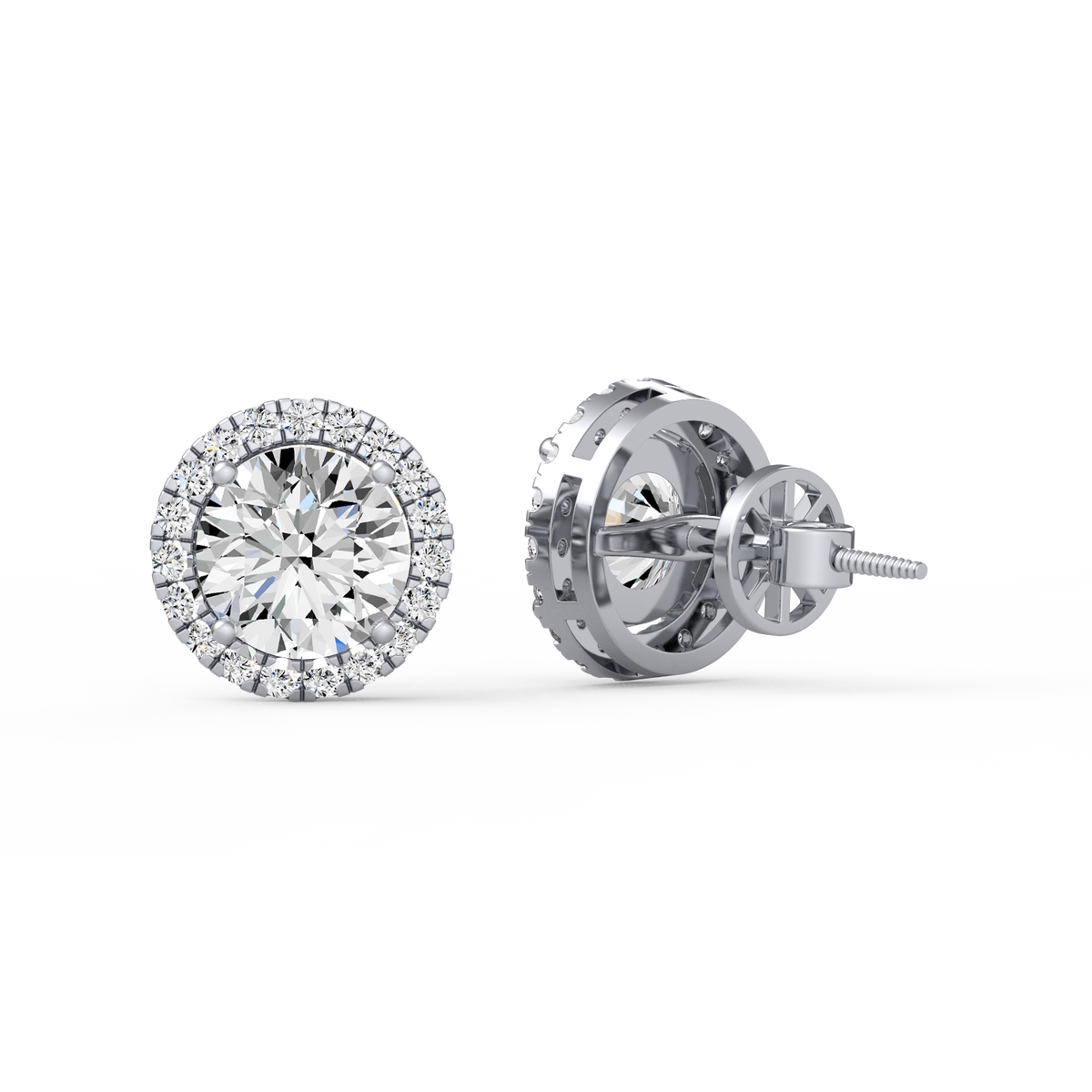 Round 3ct Halo Lab-Grown Diamond Stud