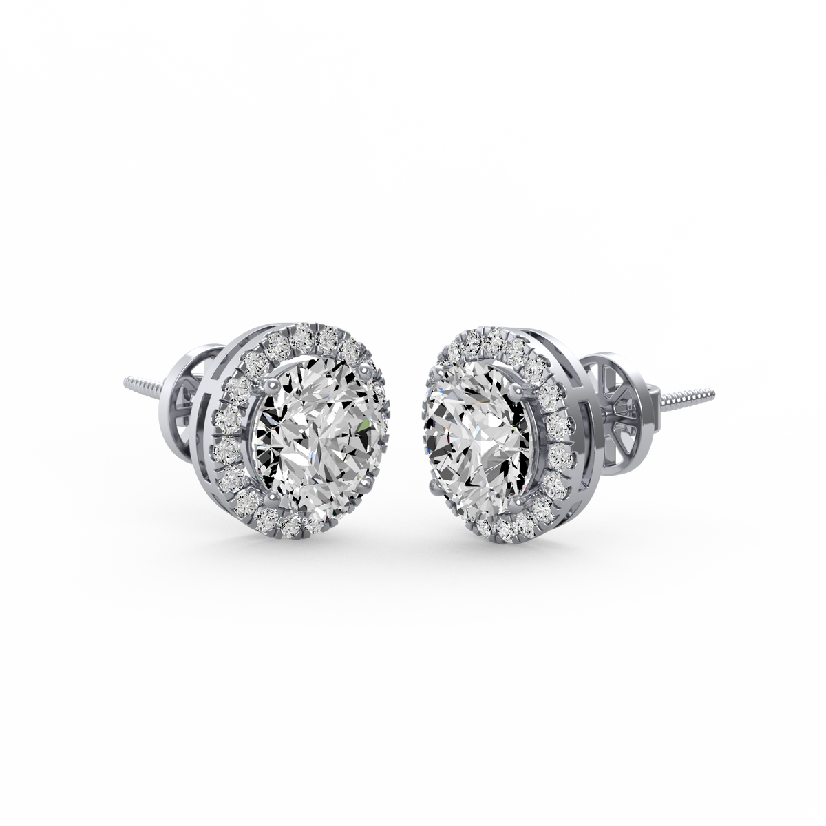 Round 3ct Halo Lab-Grown Diamond Stud