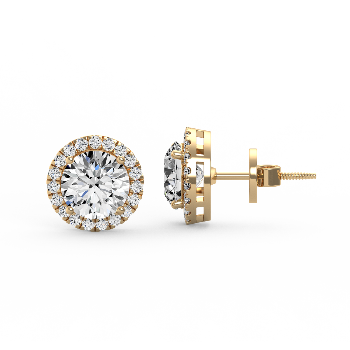 Round 3ct Halo Lab-Grown Diamond Stud