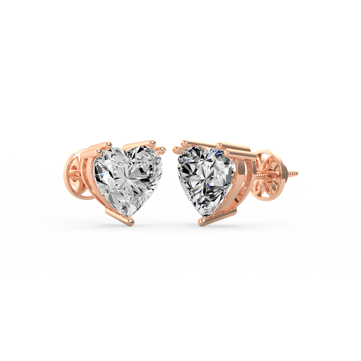 Heart Shaped 4ct Diamond Studs