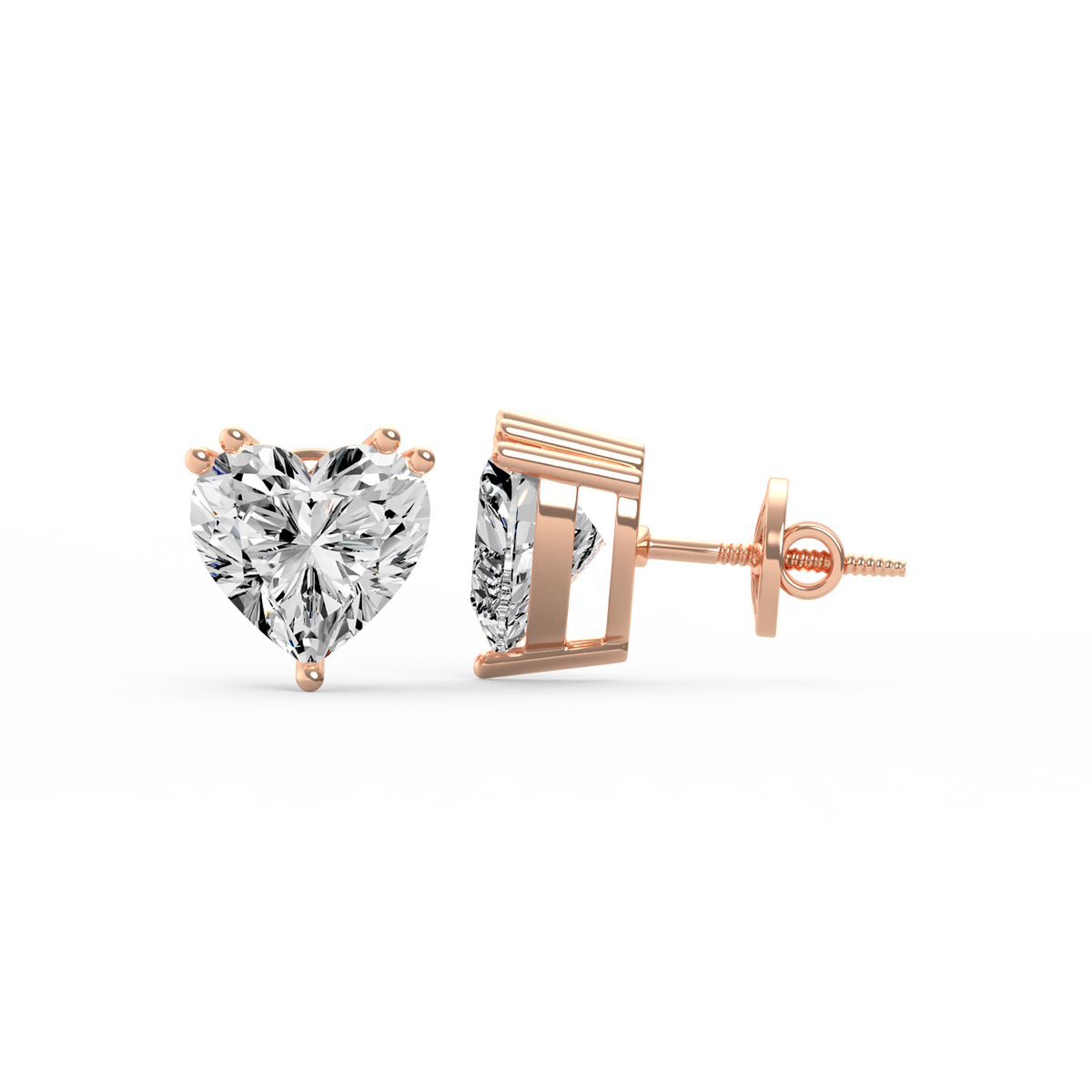 Heart Shaped 4ct Diamond Studs