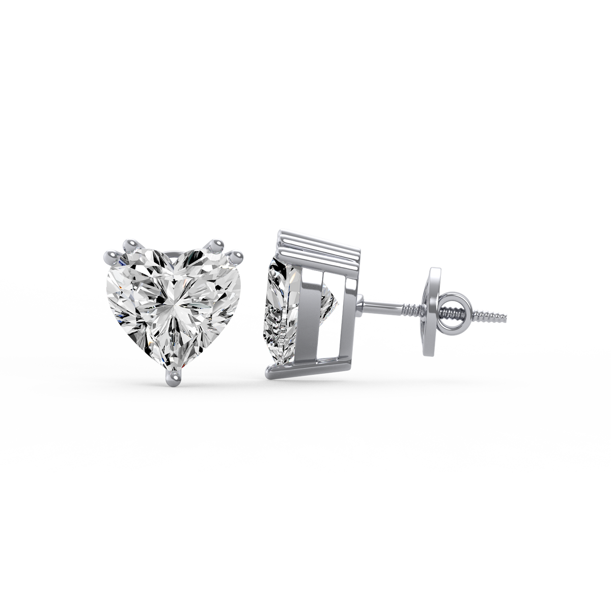 Heart Shaped 4ct Diamond Studs
