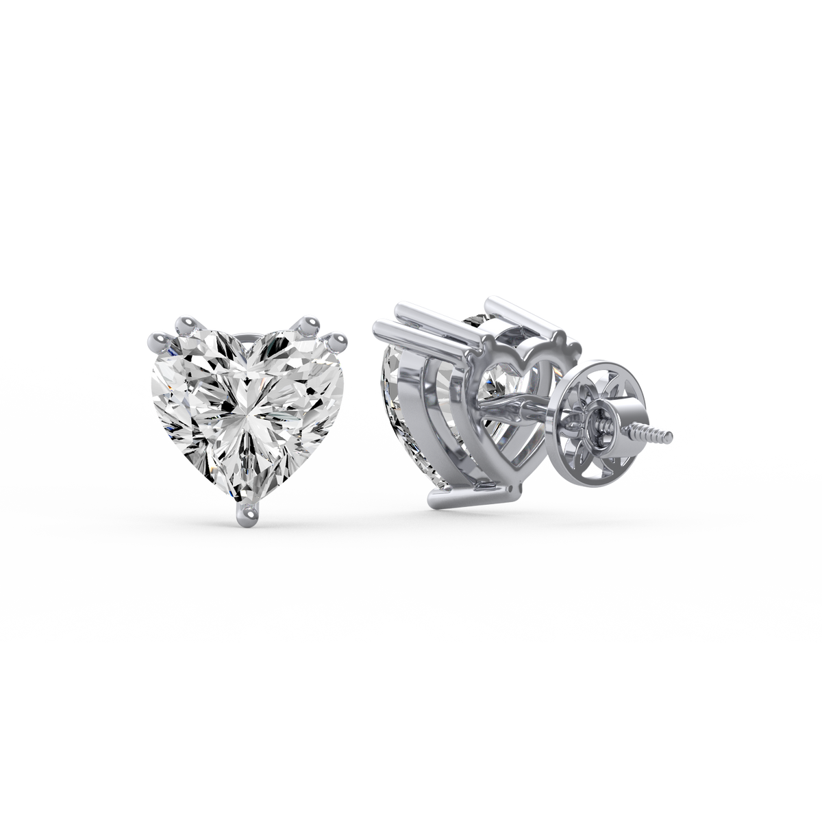 Heart Shaped 4ct Diamond Studs