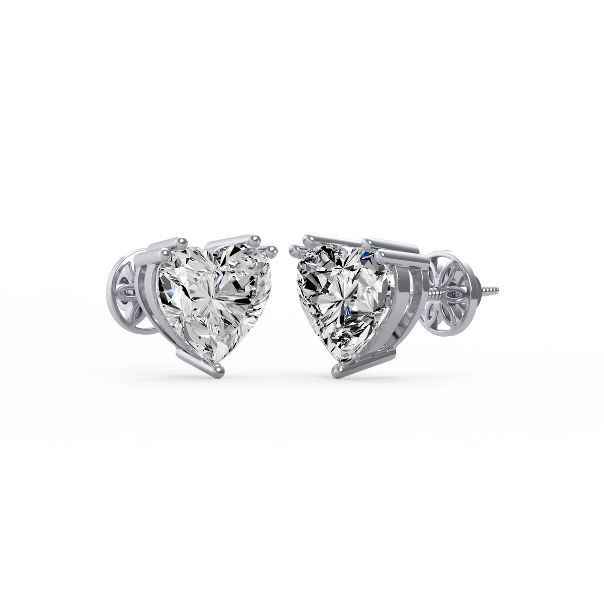 Heart Shaped 4ct Diamond Studs