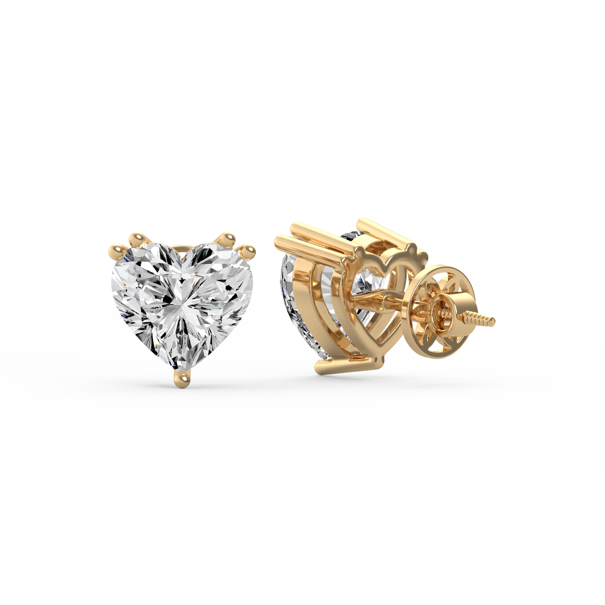 Heart Shaped 4ct Diamond Studs