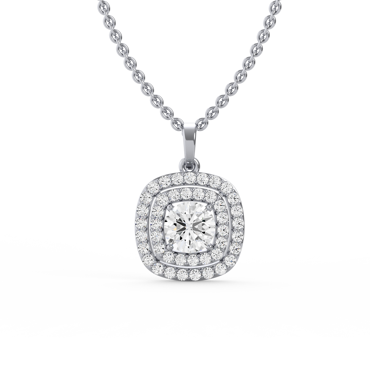 Round Center Double Halo Lab Grown Diamond Pendant PD-001