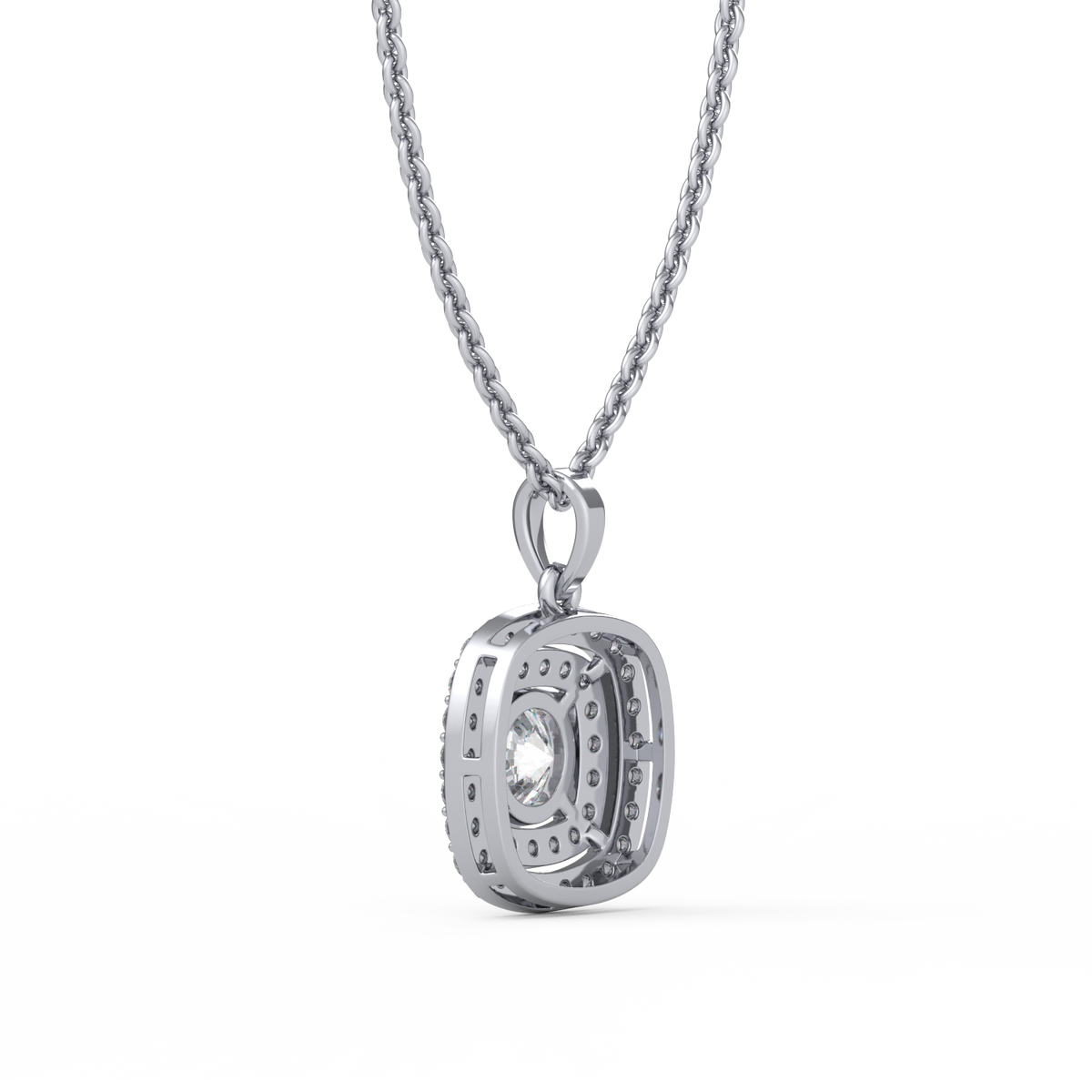 Round Center Double Halo Lab Grown Diamond Pendant PD-001