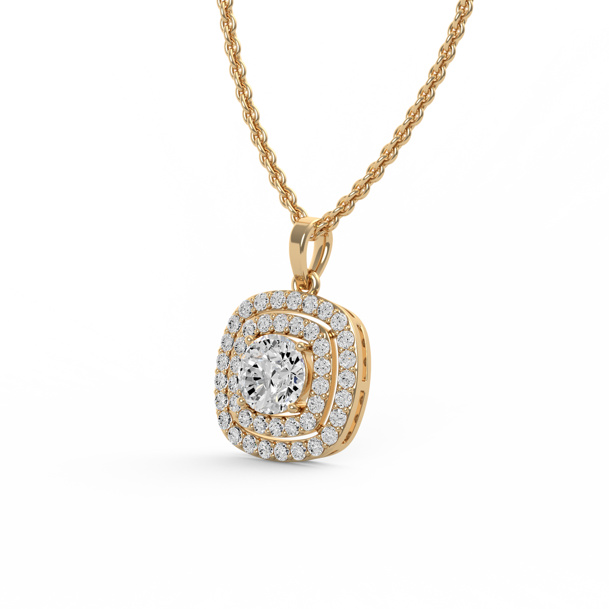Round Center Double Halo Lab Grown Diamond Pendant PD-001