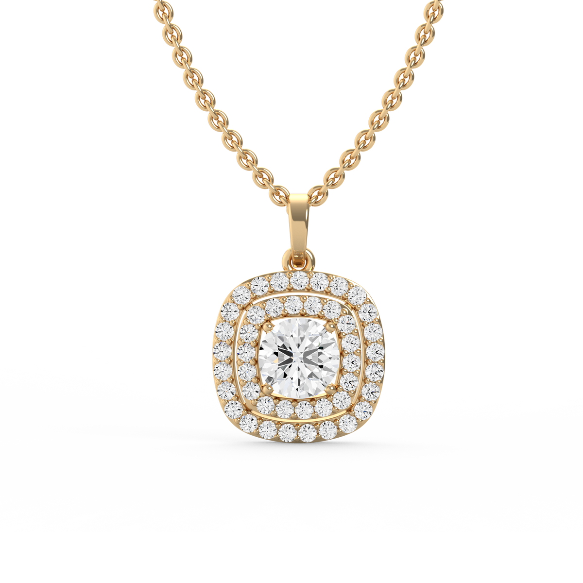 Round Center Double Halo Lab Grown Diamond Pendant PD-001