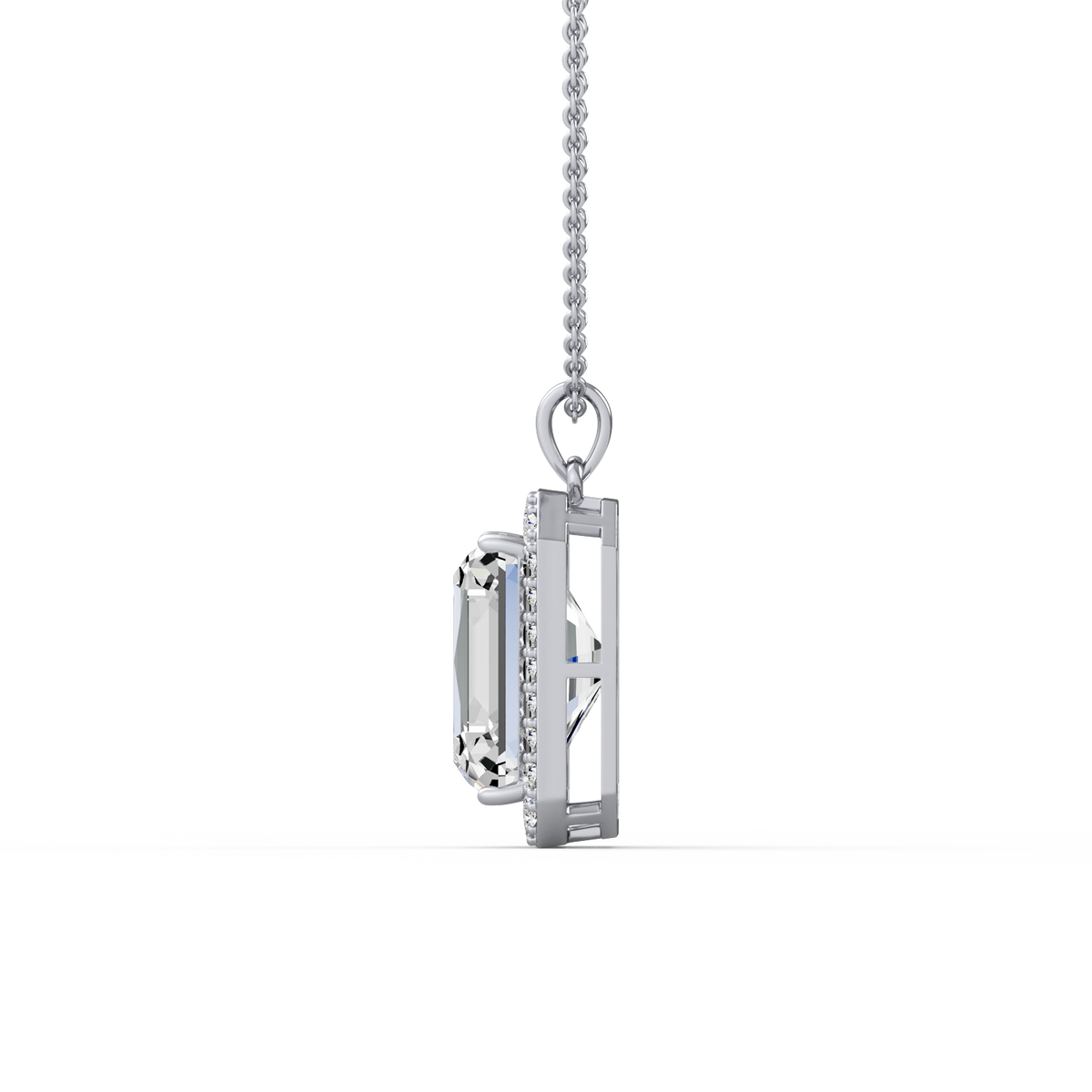 Emerald Cut Halo Lab Grown Diamond Pendant PD-002
