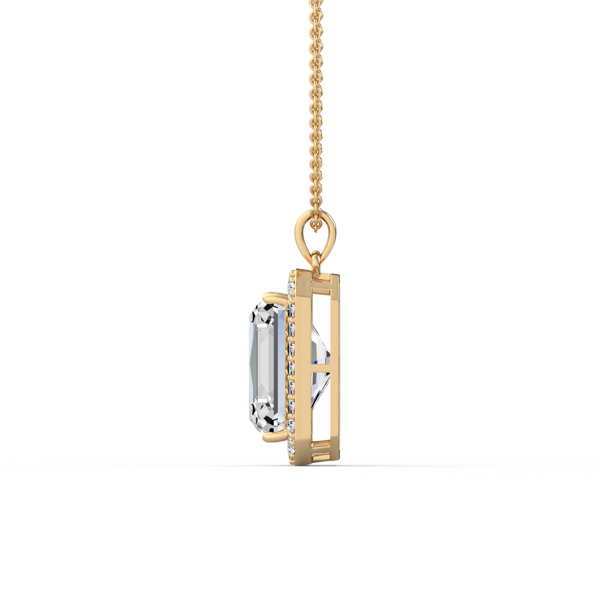 Emerald Cut Halo Lab Grown Diamond Pendant PD-002