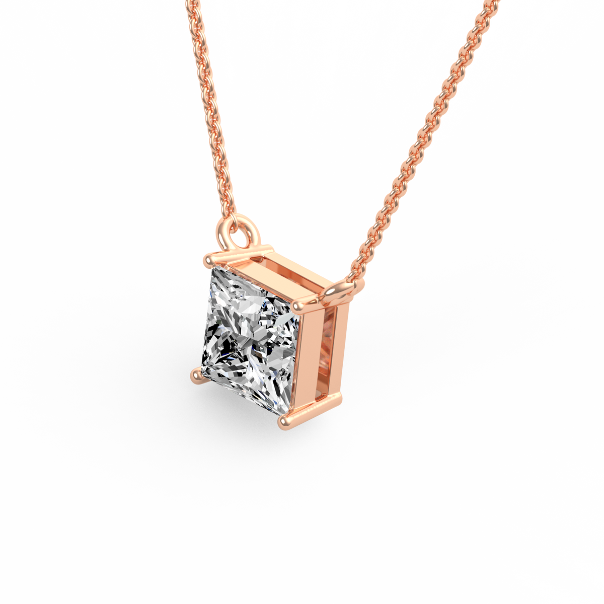 2CT Princess Cut Lab Grown Diamond Pendant PD-009