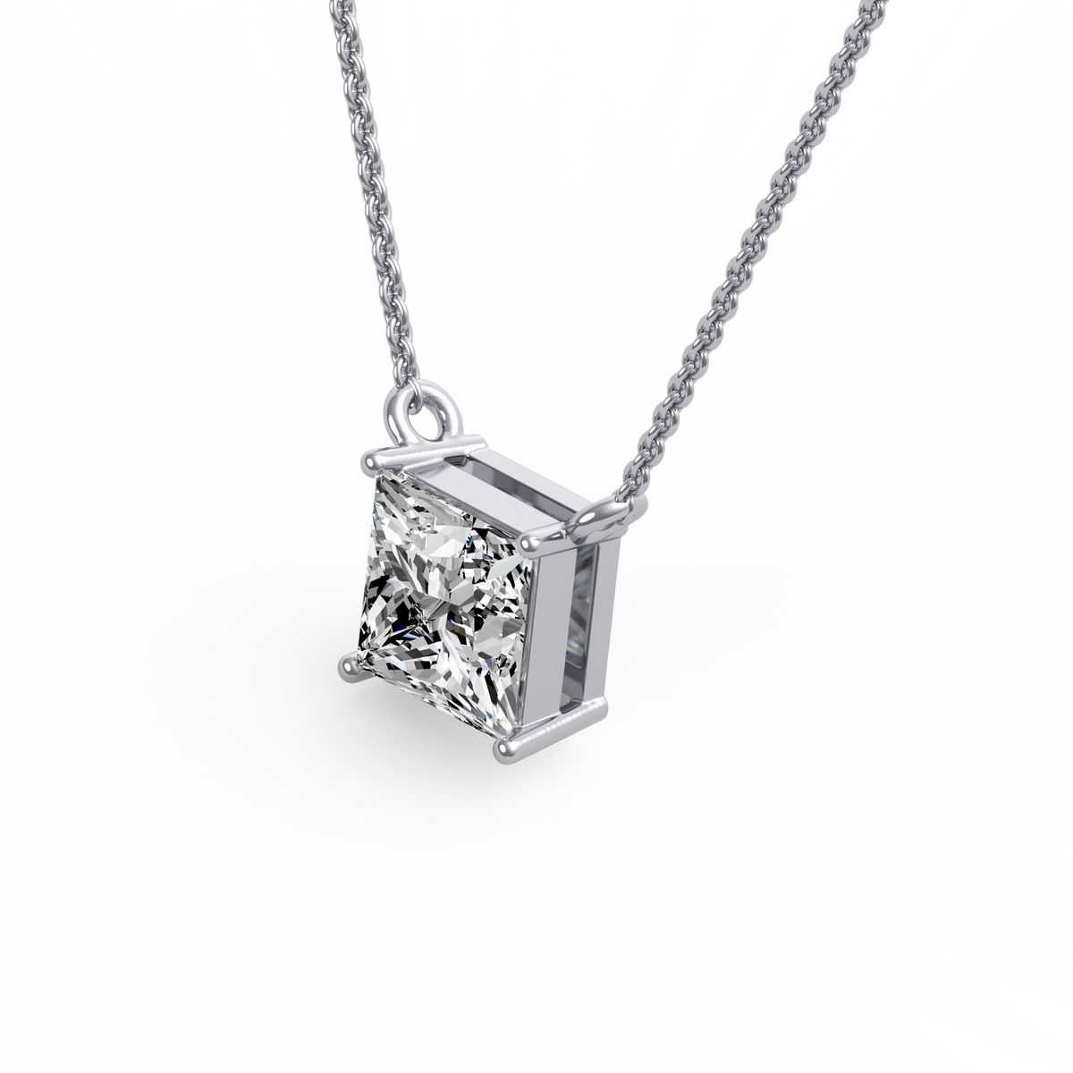 2CT Princess Cut Lab Grown Diamond Pendant PD-009