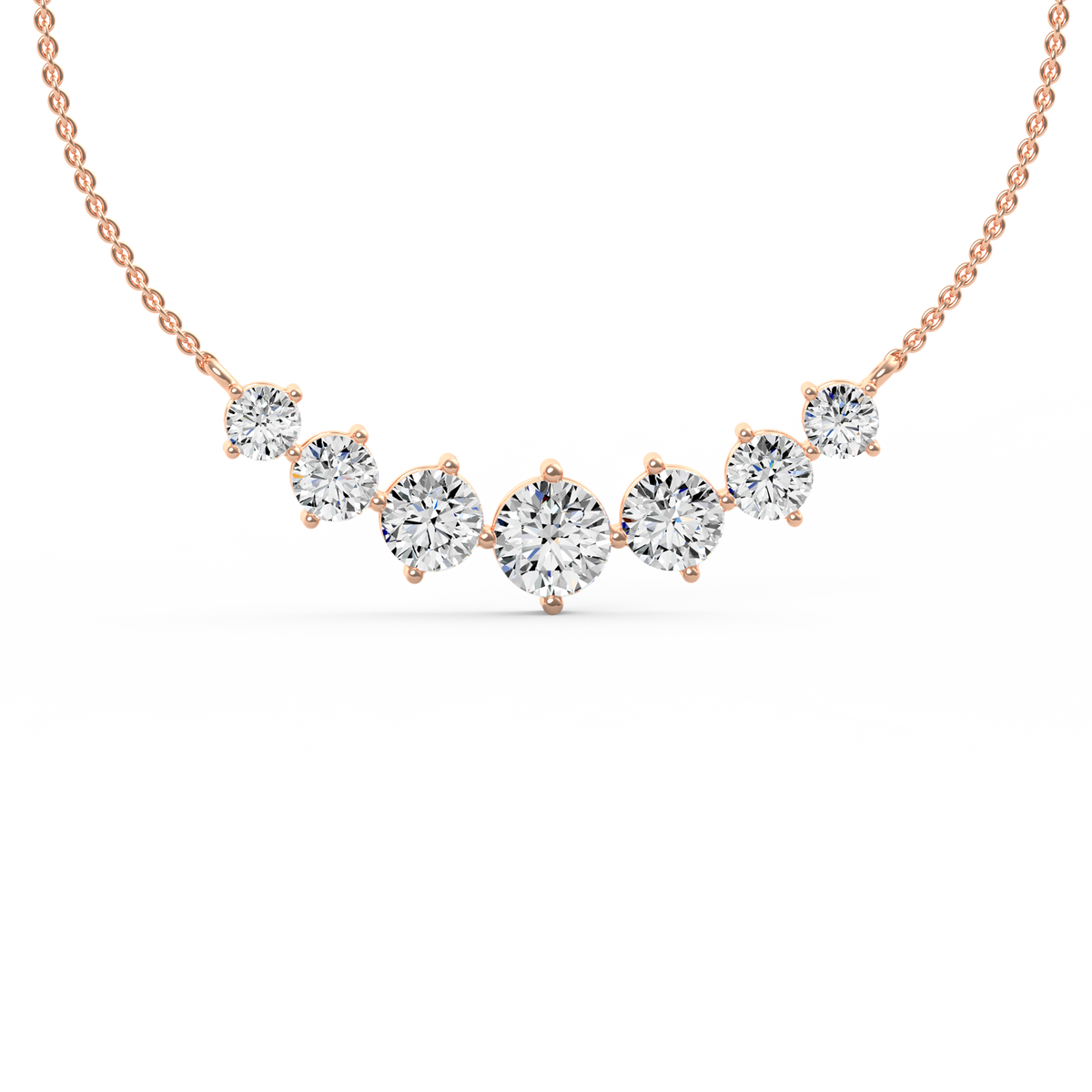 Graduated Round Lab Grown Diamond Necklace Pendent PD-012