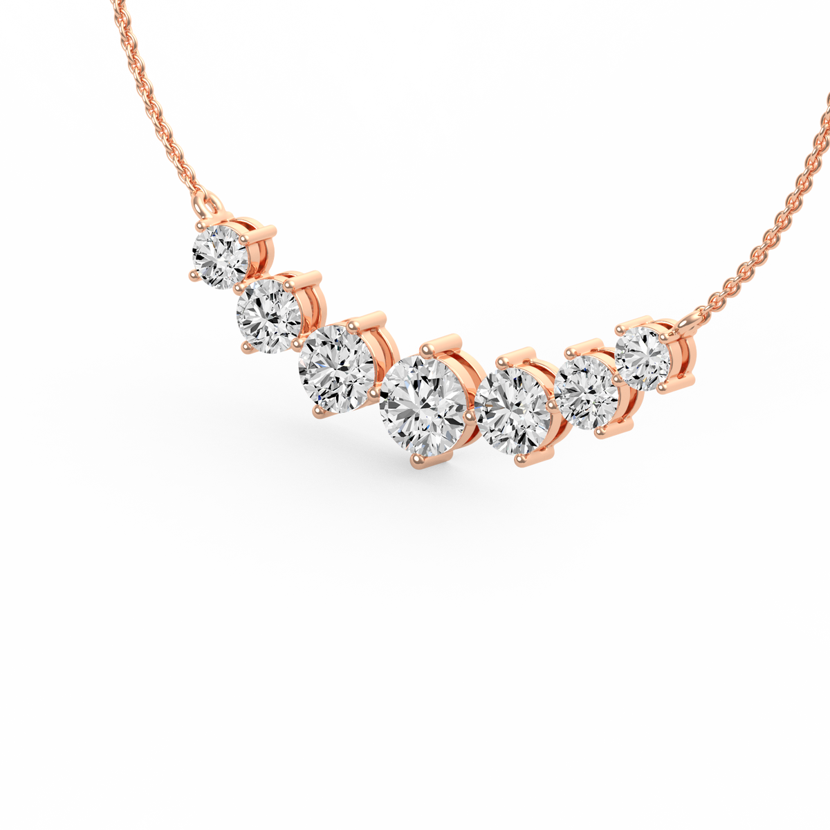 Graduated Round Lab Grown Diamond Necklace Pendent PD-012