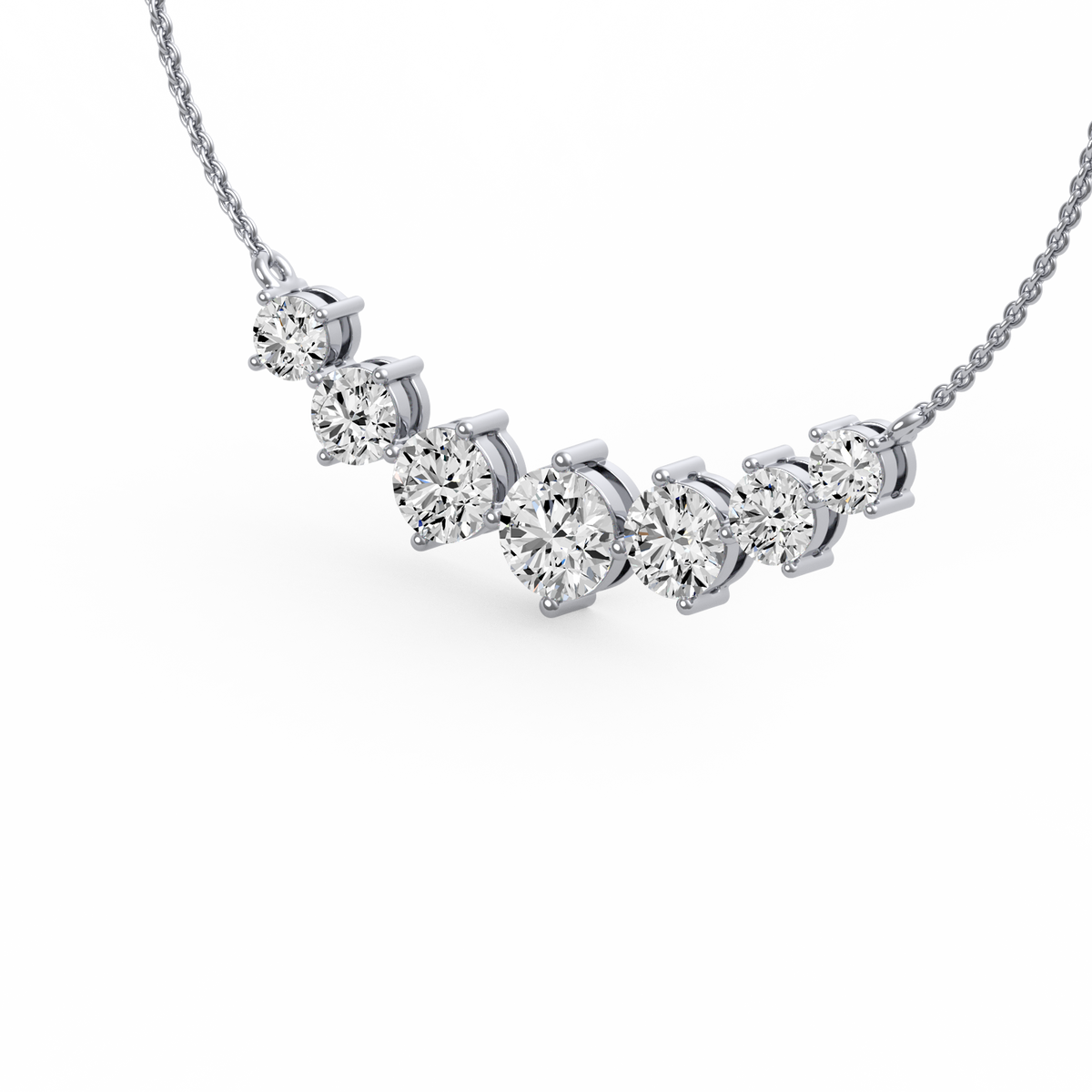 Graduated Round Lab Grown Diamond Necklace Pendent PD-012