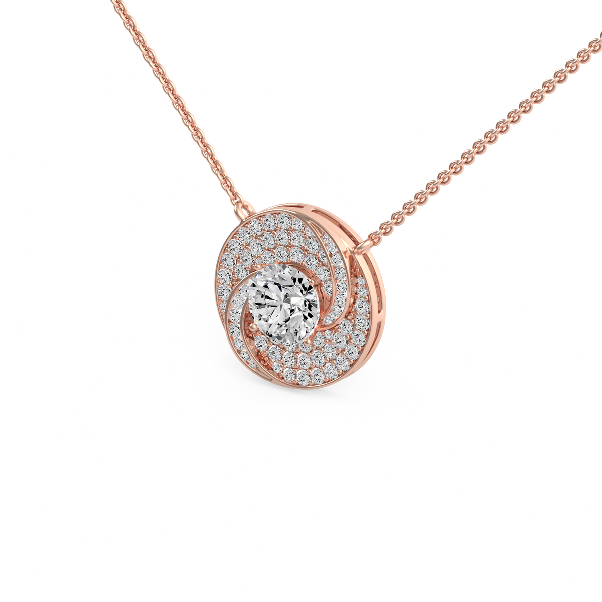 Swirl Halo Lab Grown Diamond Pendant  PD-013