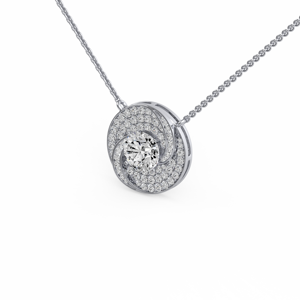 Swirl Halo Lab Grown Diamond Pendant  PD-013