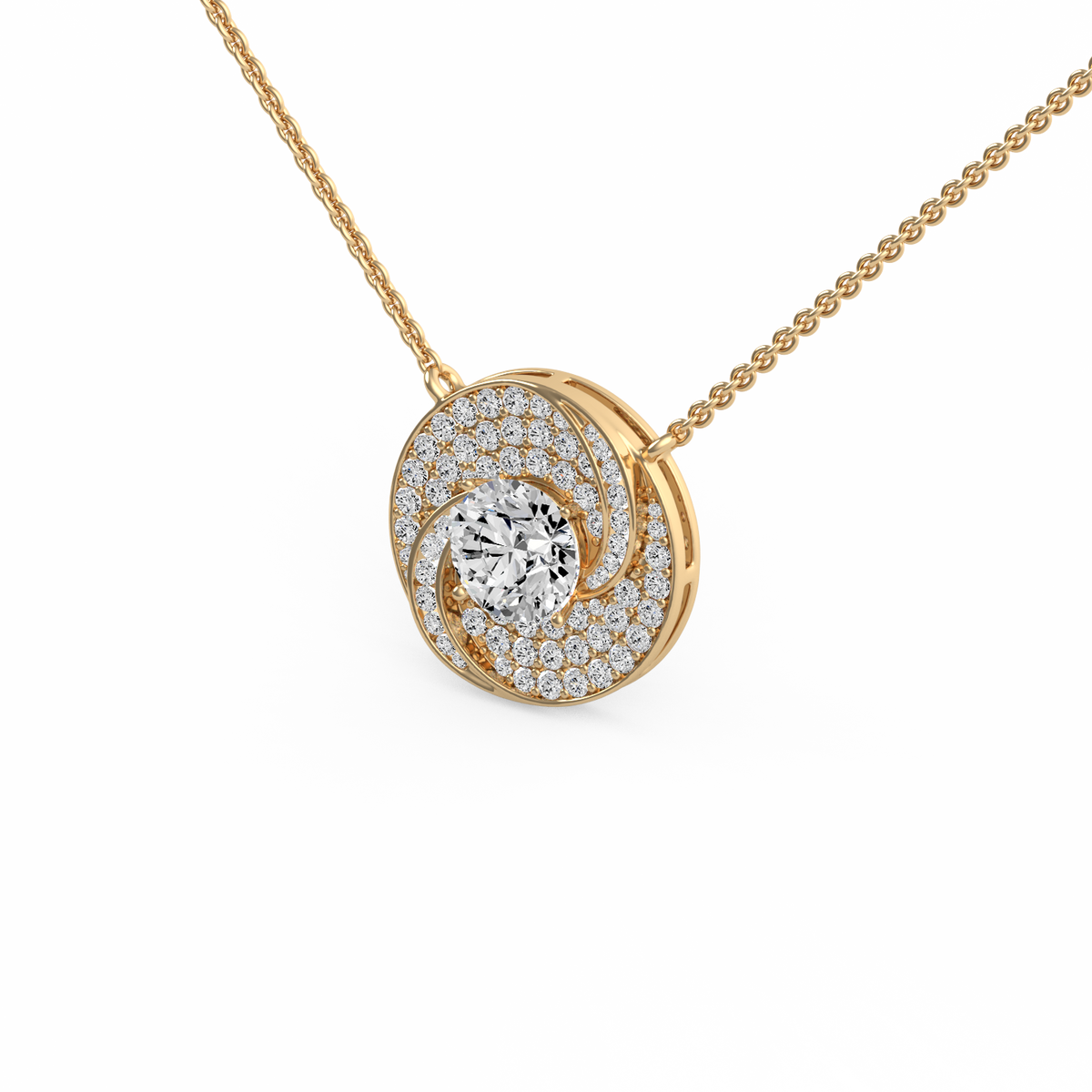 Swirl Halo Lab Grown Diamond Pendant  PD-013