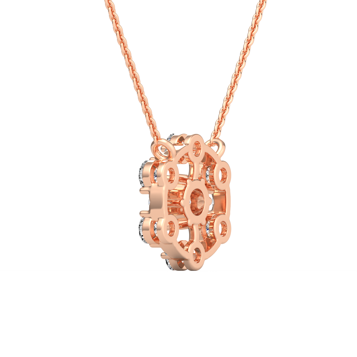 Round Floral Lab Grown Diamond Pendant  PD-019