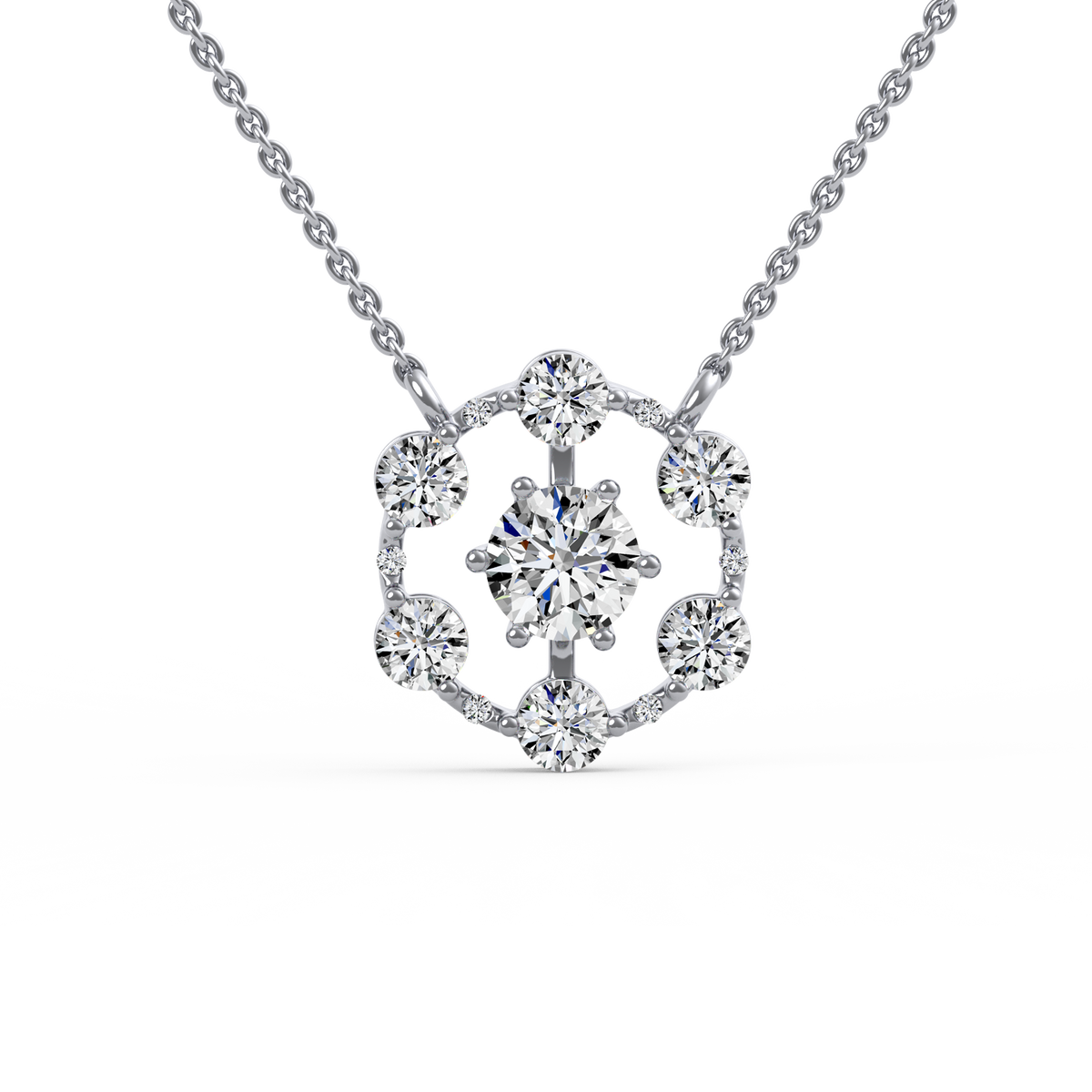 Round Floral Lab Grown Diamond Pendant  PD-019