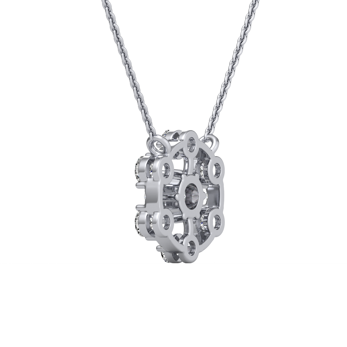 Round Floral Lab Grown Diamond Pendant  PD-019