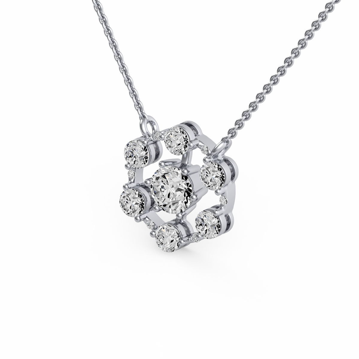 Round Floral Lab Grown Diamond Pendant  PD-019