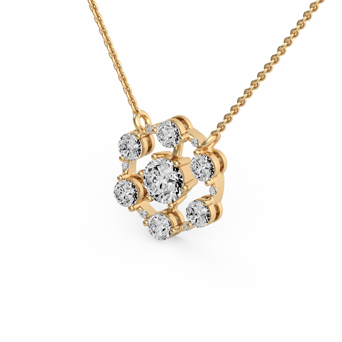 Round Floral Lab Grown Diamond Pendant  PD-019