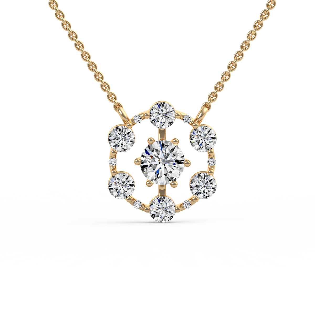 Round Floral Lab Grown Diamond Pendant  PD-019