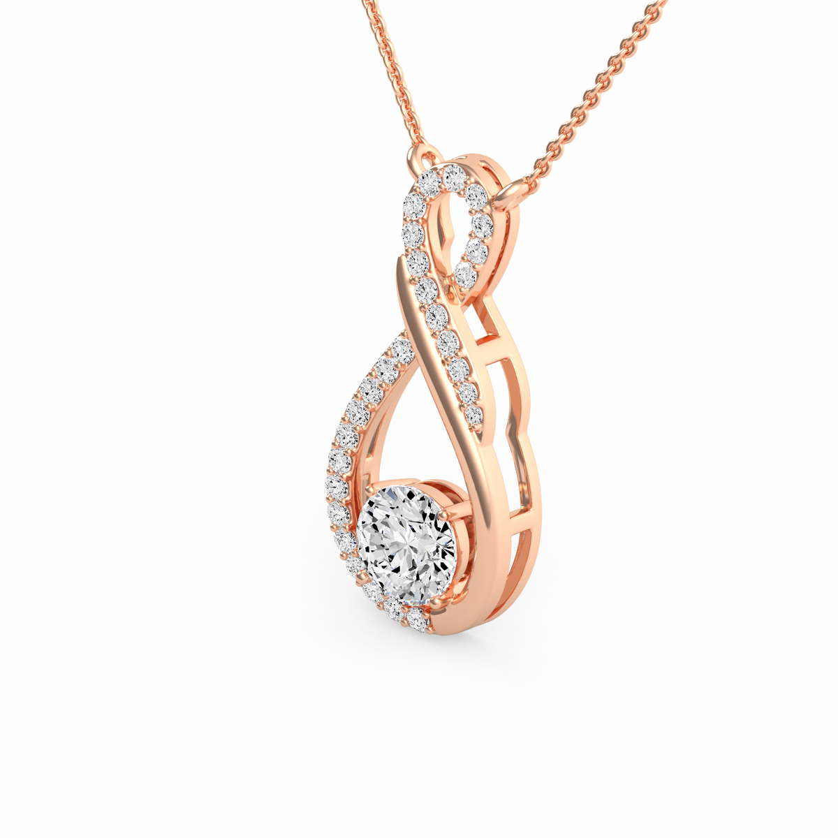 Infinity Twist Round Lab Grown Diamond Pendant PD-023