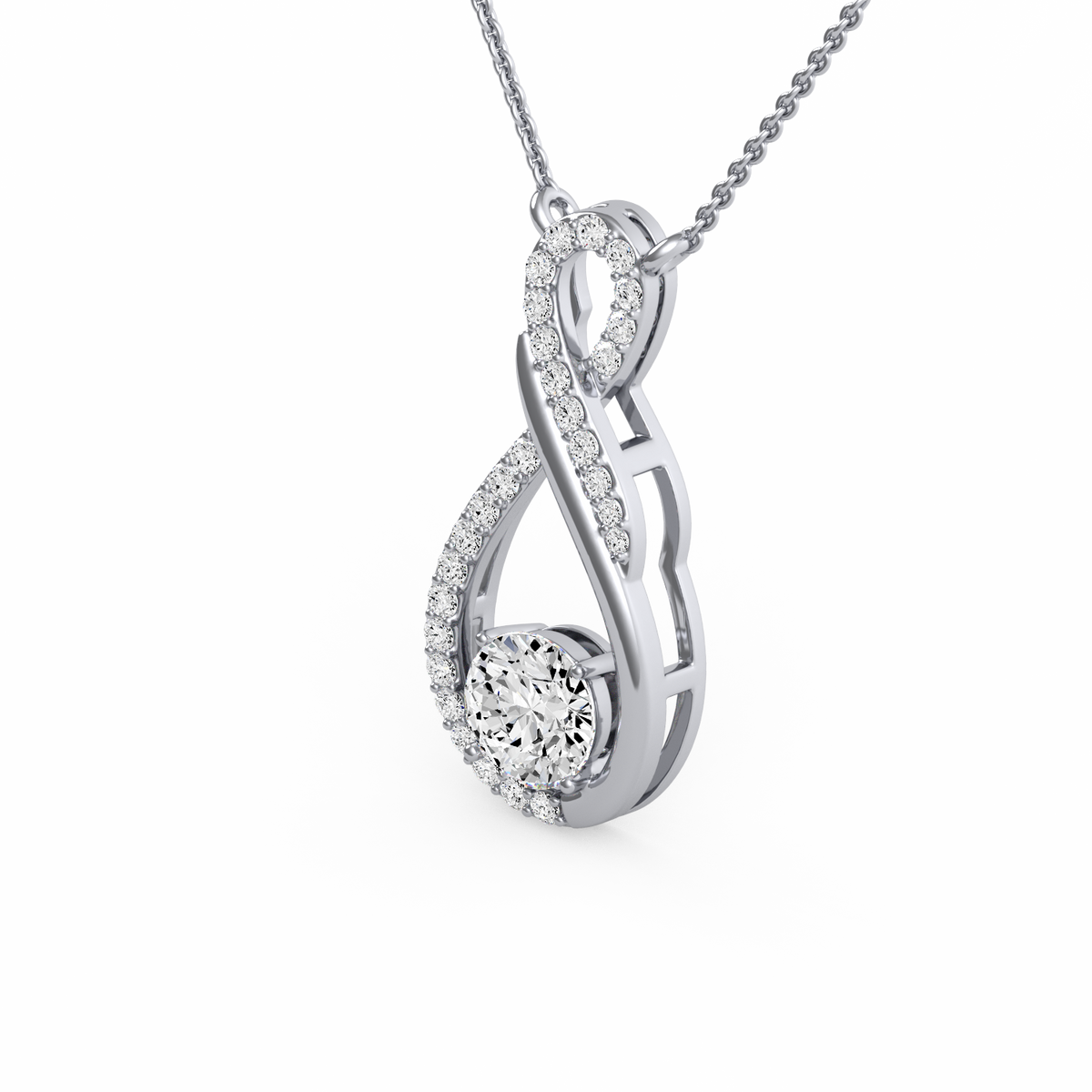 Infinity Twist Round Lab Grown Diamond Pendant PD-023