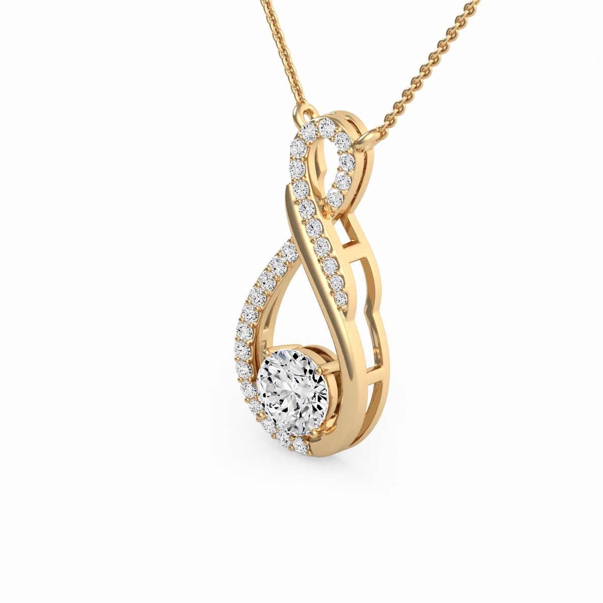 Infinity Twist Round Lab Grown Diamond Pendant PD-023
