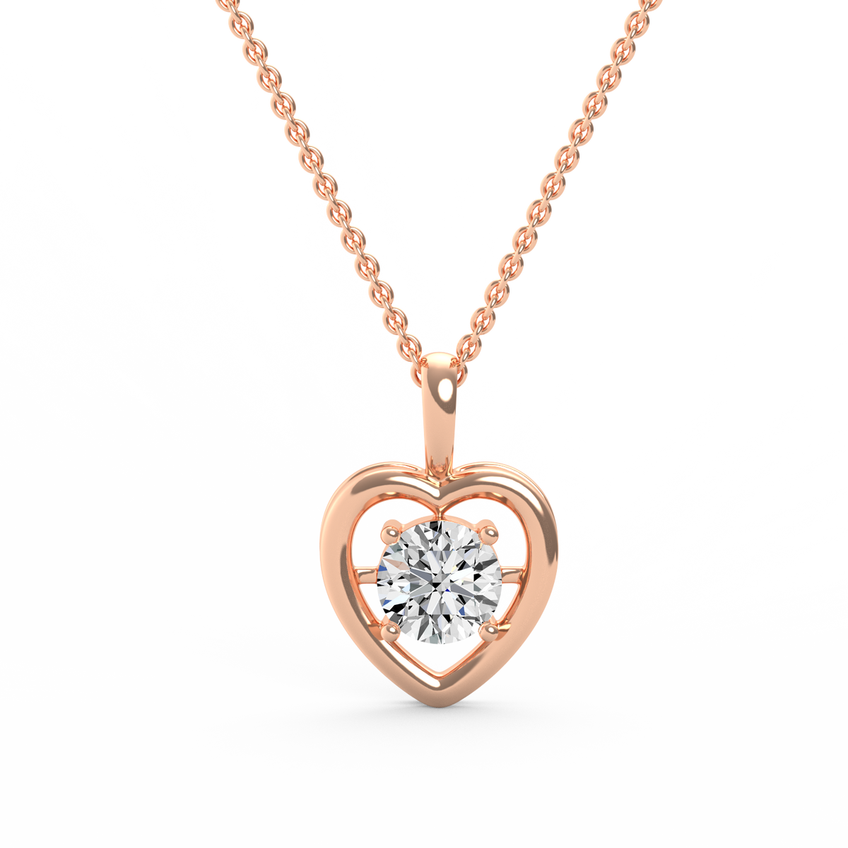 Heart Embrace Round Lab Grown Diamond Pendant  PD-028