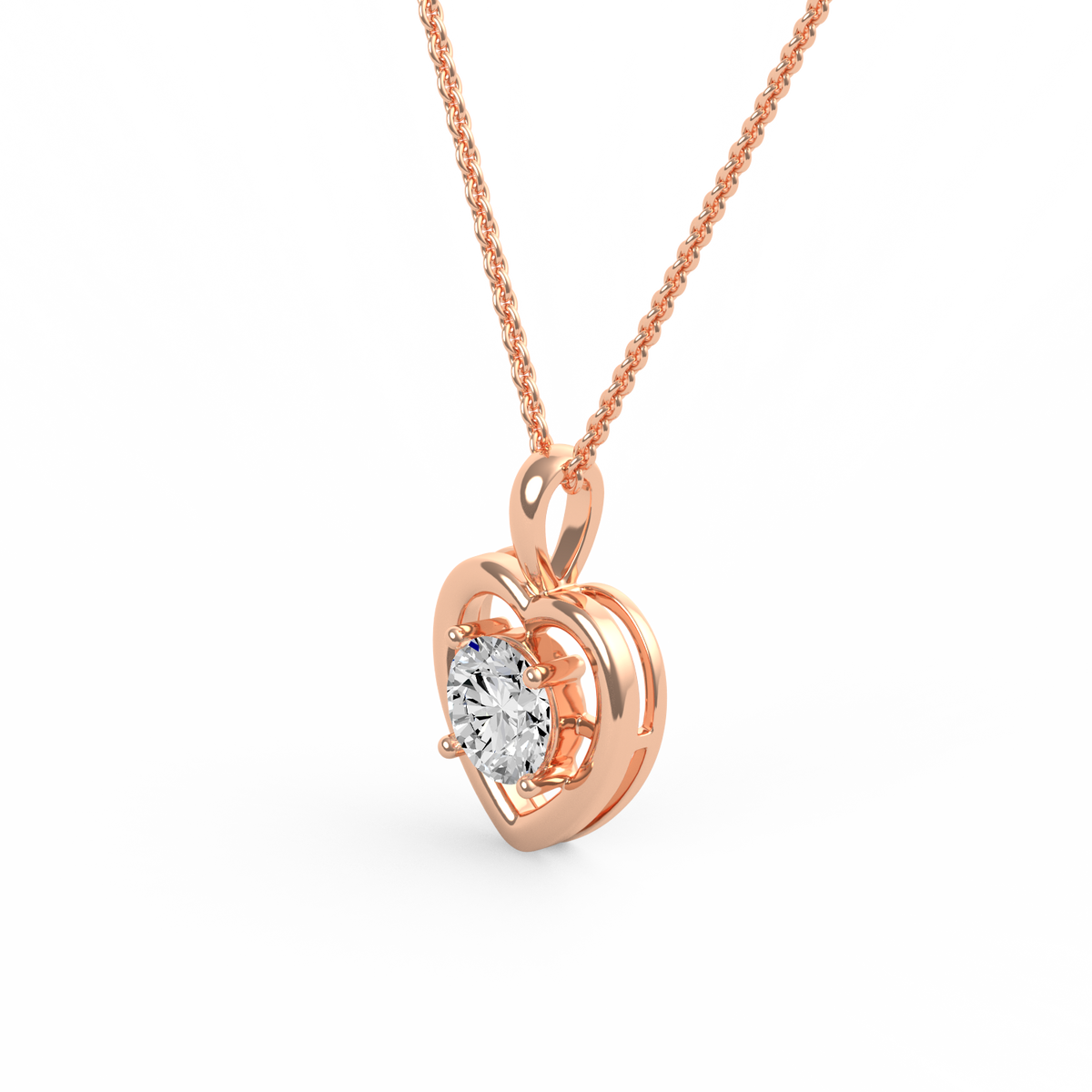 Heart Embrace Round Lab Grown Diamond Pendant  PD-028
